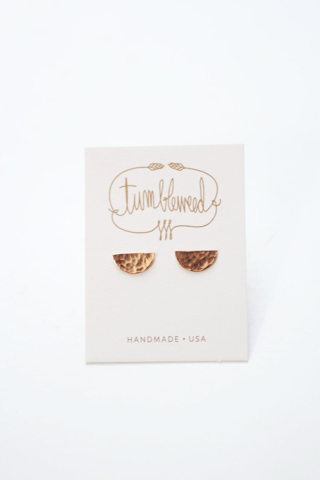 Large Half Circle Stud Earrings in Gold Fill