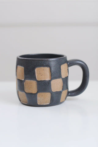 Black Checkerboard Ceramic Mug