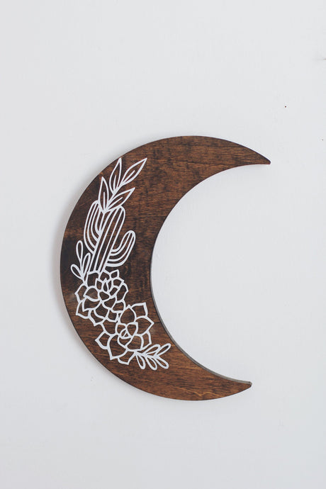 Cactus Moon Wood Wall Art