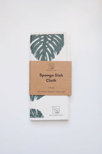 Eco Dishcloth 2 Pack - Swedish Dish Sponge - Monstera Print