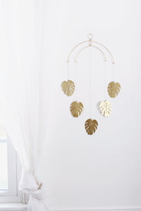 Large Monstera Leaf Brass Mobile