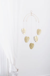 Large Monstera Leaf Brass Mobile