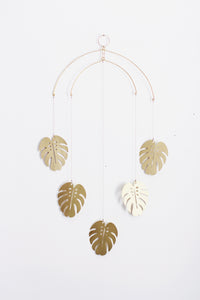 Large Monstera Leaf Brass Mobile