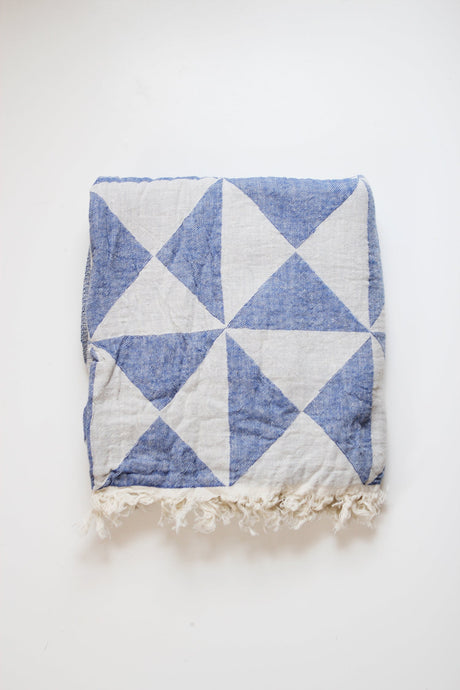 Blue Quilt Peshtemal Pure Cotton Beach Towel