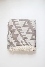 Load image into Gallery viewer, Gray Kilim Peshtemal Pure Cotton Beach Towel