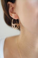 Load image into Gallery viewer, Geometric Lotus Earrings | Lotus Hoops | Gold Lotus Jewelry | Silver Lotus | Flower Earrings | Floral Earrings | Brass Gold Filled Earrings