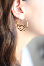 Load image into Gallery viewer, Geometric Lotus Earrings | Lotus Hoops | Gold Lotus Jewelry | Silver Lotus | Flower Earrings | Floral Earrings | Brass Gold Filled Earrings