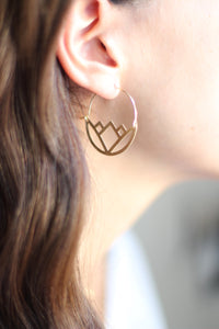 Geometric Lotus Earrings | Lotus Hoops | Gold Lotus Jewelry | Silver Lotus | Flower Earrings | Floral Earrings | Brass Gold Filled Earrings