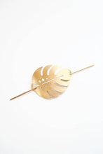 Load image into Gallery viewer, Monstera Leaf Hair Pin | Brass Hair Clip | Brass Hair Slide | Hair Barrette | Hair Accessories | Palm Leaf