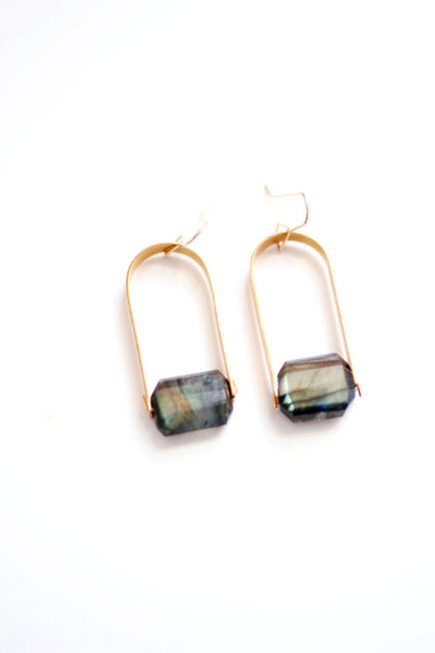 Faceted Nugget Stone Arch Earrings | Brass | 14k Gold Fill | Sterling Silver