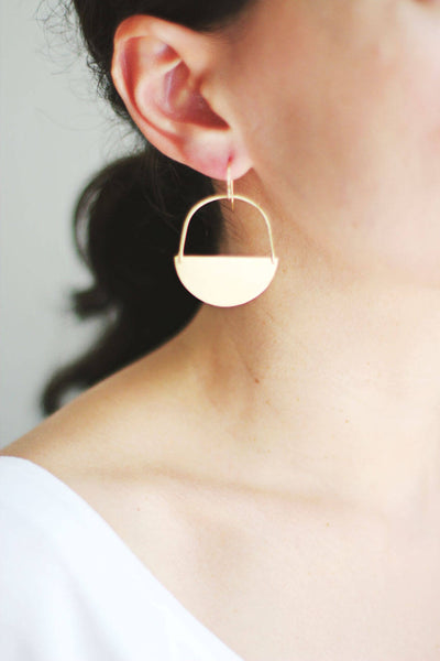 Half Moon Earrings | Half Circle Earrings | Minimalist Earrings | Geometric Earrings | Gold Drop Earrings | Brass Earrings | Sterling Silver