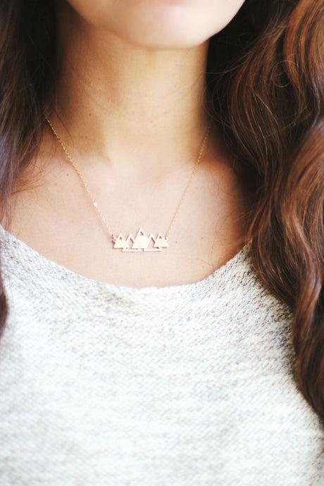 Geometric Mountains Necklace | Brass Necklace | 14k Gold Filled Necklace | Sterling Silver Necklace