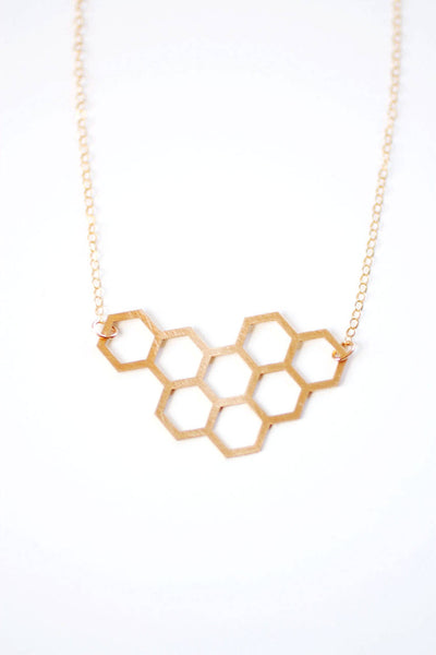 Honeycomb Necklace | Brass | 14k Gold Filled | Sterling Silver | Honey Comb Necklace