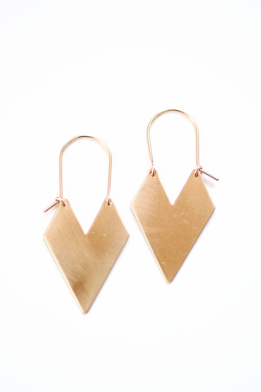 Chevron Arrow Earrings | Hoop Earrings | Brass Chevron Earrings | Gold Chevron | Silver Chevron | Brass Arrow | Gold Arrow | Geometric