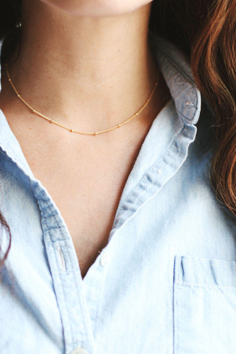 Satellite Beaded Choker Necklace | 14k Gold Fill | Sterling Silver | Layer Necklace | Fine Gold Choker | Layered Choker | Minimal Jewelry