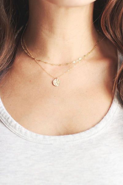 Tiny Hammered Disc Necklace | 14k Gold Fill Necklace | Sterling Silver Necklace | Layer Necklace