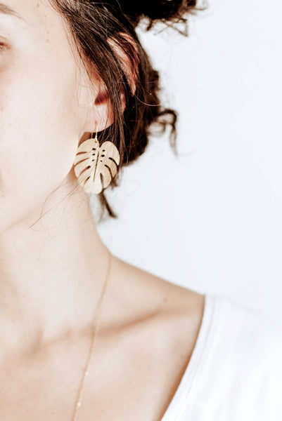 Monstera Leaf Earrings | Monstera Earrings | Brass Earrings | 14k Gold Fill Earrings | Sterling Silver Earrings | Palm Leaf Earrings