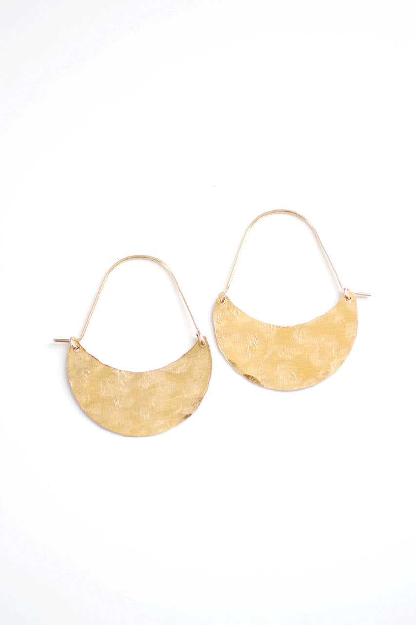 Crescent Hoop Earrings | Crescent Moon Earrings | Crescent Earrings | Moon Earrings | Brass Earrings | Gold Hoops | Sterling Silver Hoops