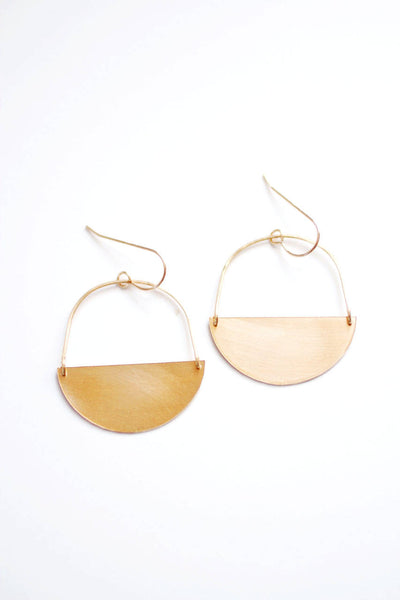 Half Moon Earrings | Half Circle Earrings | Minimalist Earrings | Geometric Earrings | Gold Drop Earrings | Brass Earrings | Sterling Silver