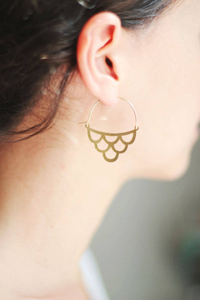 Vintage Inspired Wave Earrings | Brass Hoop Earrings | Gold Hoop Earrings | Sterling Silver Hoop Earrings | Moroccan Earrings | Ogee