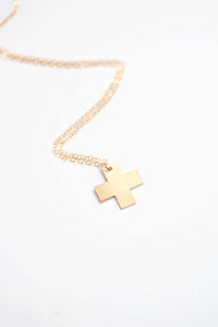 Minimalist Swiss Cross Necklace | Brass Necklace | 14k Gold Filled Necklace | Sterling Silver | Minimalist Necklace | Minimal Jewelry