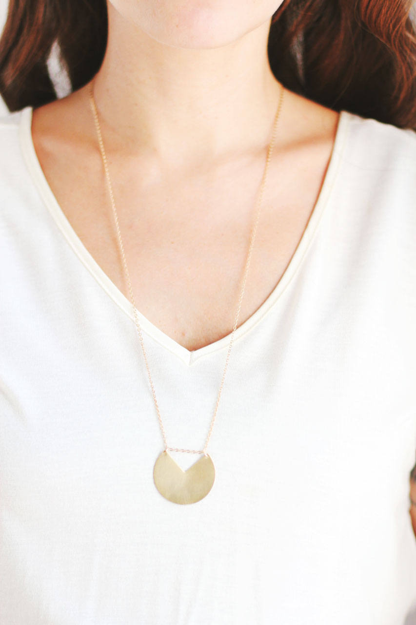 Minimalist Geometric Circle Necklace | 14k Gold Filled | Sterling Silver | Long Necklace | Brass Necklace