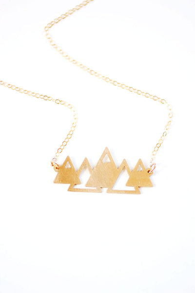 Geometric Mountains Necklace | Brass Necklace | 14k Gold Filled Necklace | Sterling Silver Necklace