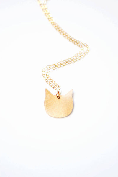 Tiny Cat Necklace | Brass | 14k Gold Filled | Sterling Silver