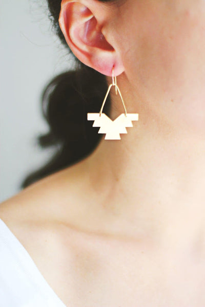Geometric Phoenix Earrings | Brass Earrings | 14k Gold Filled Earrings | Sterling Silver Earrings | Geometric Earrings | Southwestern