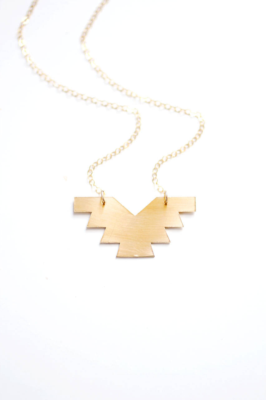 Geometric Phoenix Necklace | Brass Necklace | 14k Gold Filled Necklace | Sterling Silver Necklace | Geometric Necklace