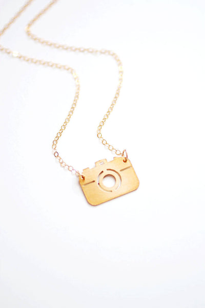 Tiny Camera Necklace | Brass Necklace | Sterling Silver Necklace | 14k Gold Filled Necklace