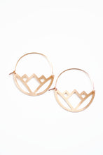 Load image into Gallery viewer, Geometric Lotus Earrings | Lotus Hoops | Gold Lotus Jewelry | Silver Lotus | Flower Earrings | Floral Earrings | Brass Gold Filled Earrings