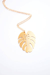 Monstera Leaf Necklace | Monstera Necklace | Brass | 14k Gold Fill | Sterling Silver | Palm Leaf Necklace