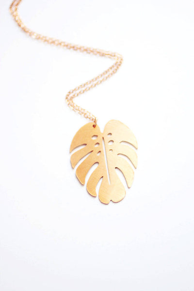 Monstera Leaf Necklace | Monstera Necklace | Brass | 14k Gold Fill | Sterling Silver | Palm Leaf Necklace