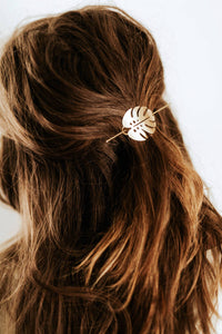 Monstera Leaf Hair Pin | Brass Hair Clip | Brass Hair Slide | Hair Barrette | Hair Accessories | Palm Leaf