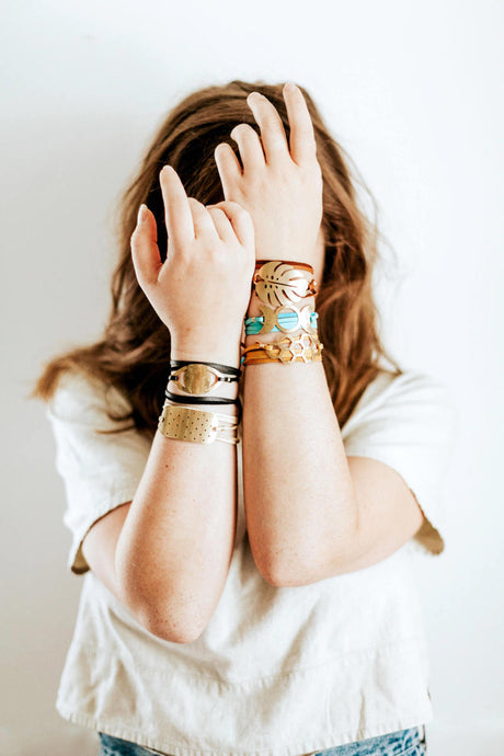 Brass Suede Leather Wrap Bracelet 