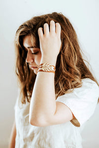 Brass Suede Leather Wrap Bracelet 