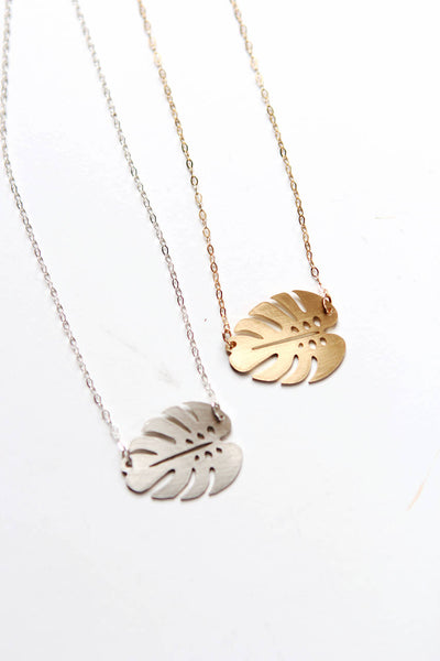 Small Monstera Leaf Necklace | Monstera Necklace | Leaf Necklace | Leaf Jewelry | Monstera Jewelry | Palm Leaf Necklace | Monstera Gold