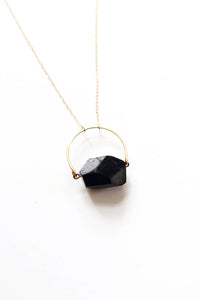 Arch Black Tourmaline Necklace |  Black Stone Necklace | Gold Tourmaline Necklace | Sterling Tourmaline | Stone Jewelry | Tourmaline Jewelry