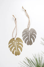 Load image into Gallery viewer, Monstera Leaf Ornament | Monstera Ornament | Metal Ornament | Brass Ornament | Plant Ornament | Wood Ornament | Christmas Stocking Stuffer