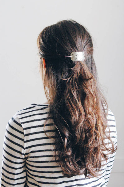 Polkadot Bar Hair Pin | Brass Hair Clip | Brass Hair Slide | Hair Barrette | Hair Accessories | Silver Hair Clip