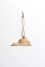 Load image into Gallery viewer, Virginia State Ornament | Virginia Ornament | Brass Home Decor | Brass Ornament | Metal Ornament | Wood Ornament | Steel Ornament