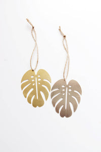 Monstera Leaf Ornament | Monstera Ornament | Metal Ornament | Brass Ornament | Plant Ornament | Wood Ornament | Christmas Stocking Stuffer