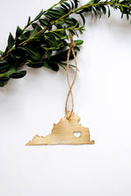 Load image into Gallery viewer, Virginia State Ornament | Virginia Ornament | Brass Home Decor | Brass Ornament | Metal Ornament | Wood Ornament | Steel Ornament