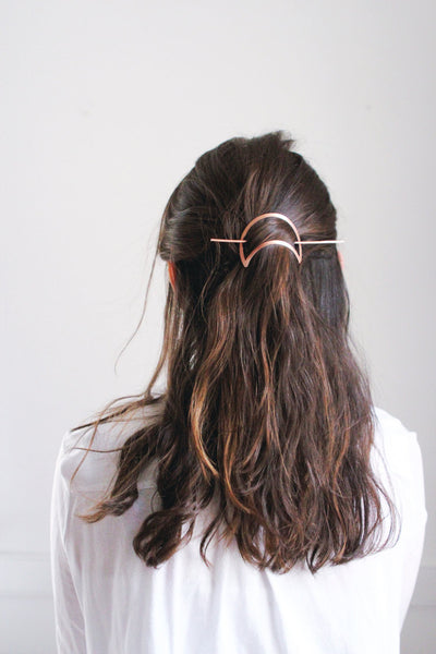 Crescent Moon Hair Pin | Brass Hair Clip | Copper Hair Slide | Hair Barrette | Hair Accessories | Copper Hair Clip | Silver Hair Slide