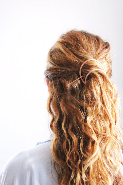 Crescent Moon Hair Pin | Brass Hair Clip | Copper Hair Slide | Hair Barrette | Hair Accessories | Copper Hair Clip | Silver Hair Slide