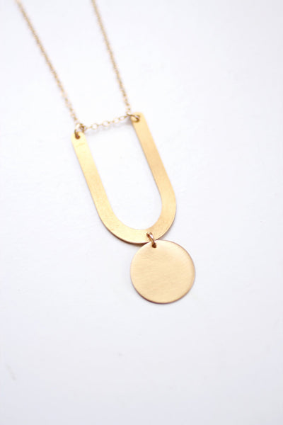 Minimalist U Circle Drop Necklace | Minimalist Necklace | Modern Necklace | Long Necklace | Brass Necklace | Circle Necklace | Shape Jewelry