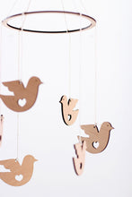 Load image into Gallery viewer, Wooden Dove Bird Mobile | Nursery Decor | Crib Mobile | Home Decor | Palm Leaf | Wood Mobile | Baby Room | Scandinavian Decor