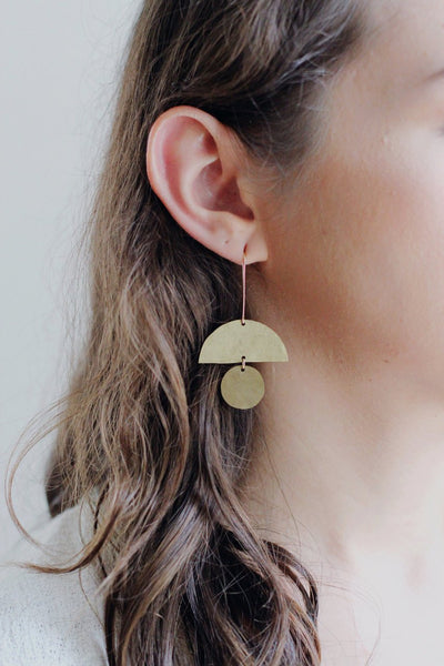 Geometric Totem Shape Earrings | Geometric Earrings | Totem Earrings | Statement Earrings | Statement Jewelry | Brass Earrings