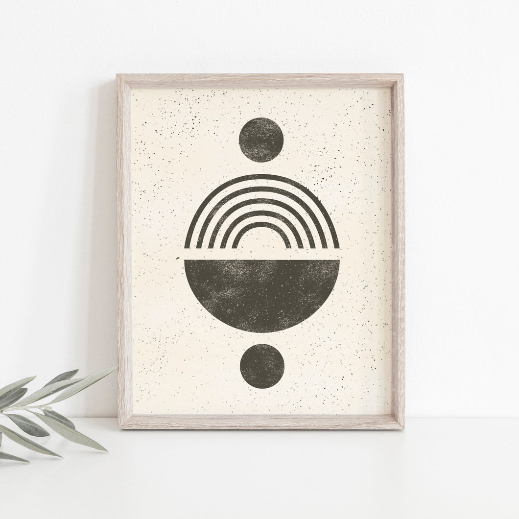 Totem Shapes Wall Art Print - Black on Cream | Modern Wall Art | Geometric Art Print | Minimalist Art | Black Art | 5x7 8x10 11x14